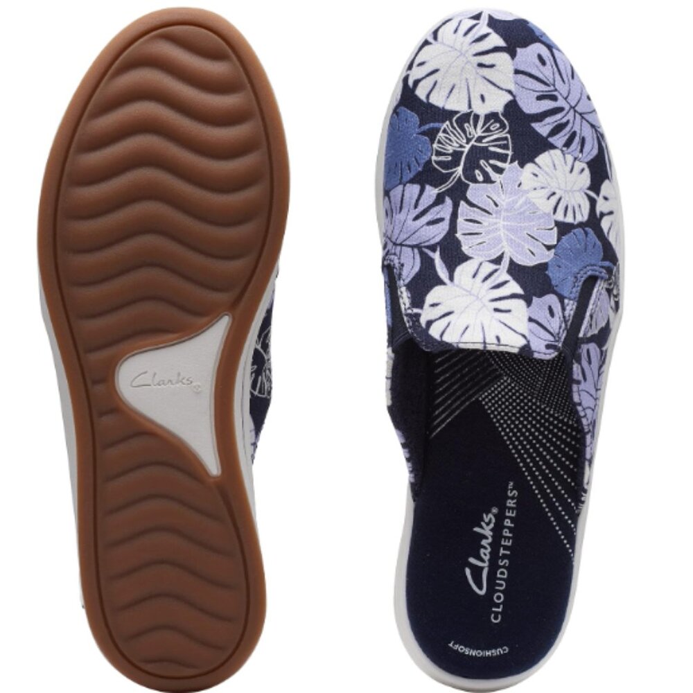 Clarks Cloudsteppers women's breeze shore Canvas Slip-on Mules shoes Lavender